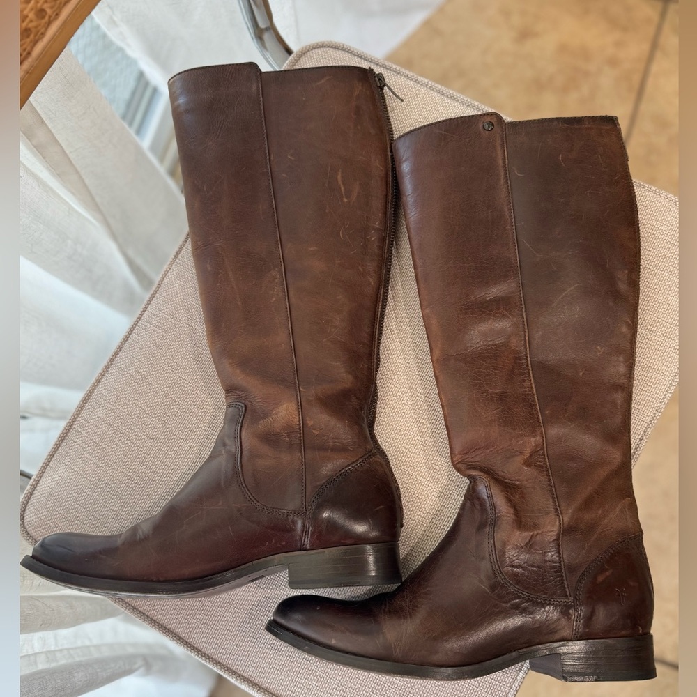Frye‎ Melissa Button Brown Leather Riding Boots